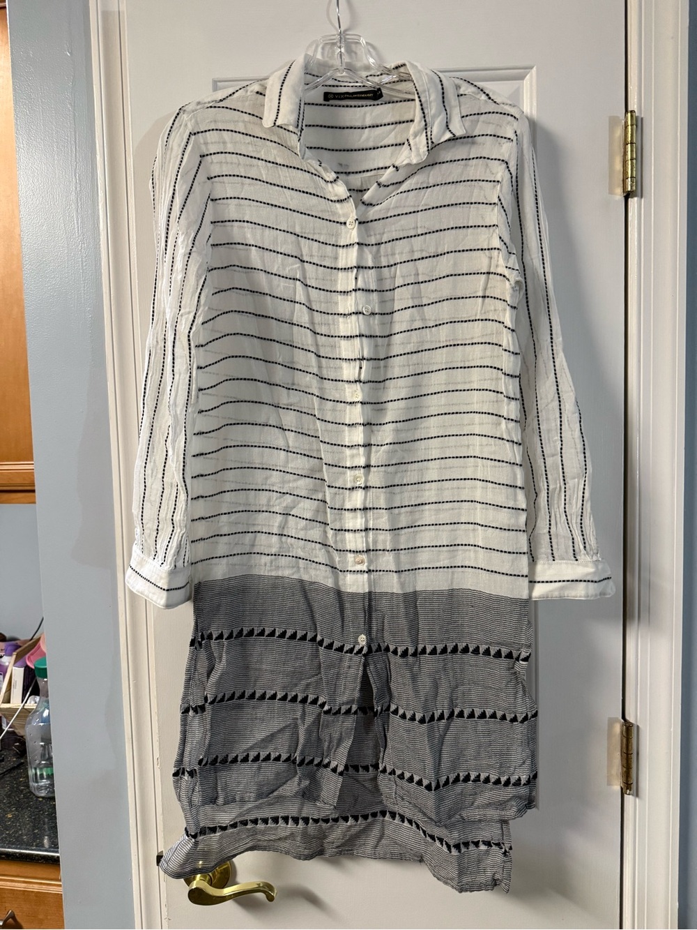 ViX Paula Hermanny White & Navy Striped Tunic Cover Up Size Small